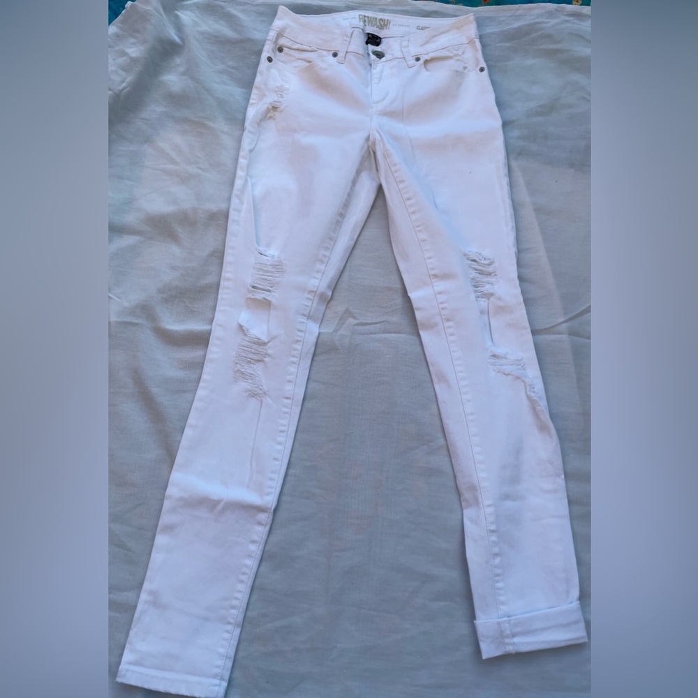 Women's White Distressed Jeans